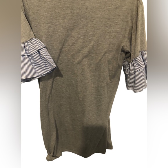 L NV size medium tshirt dress in gray with blue cuffs - Picture 7 of 9